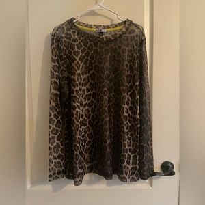 See Through Animal Print Top